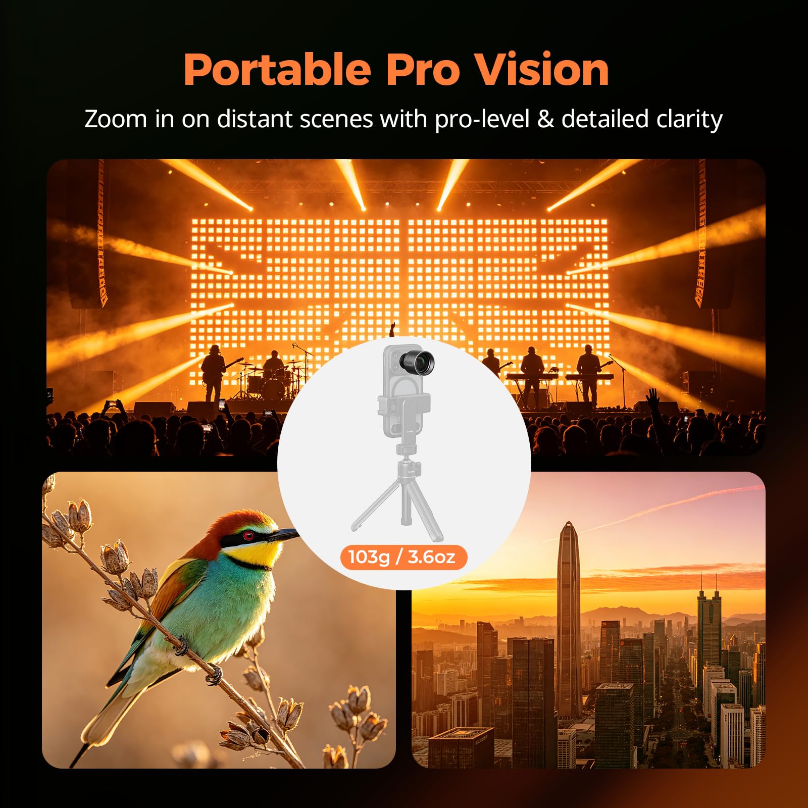 SMALLRIG Teleobiektyw 2 x do iPhone 17/16/15 Pro Max, 2x powiększenie obiektyw HD z uchwytem T-Mount do etui na telefon komórkowy, kompatybilny ze smartfonami 4x/5x/8x telekamera - 5920