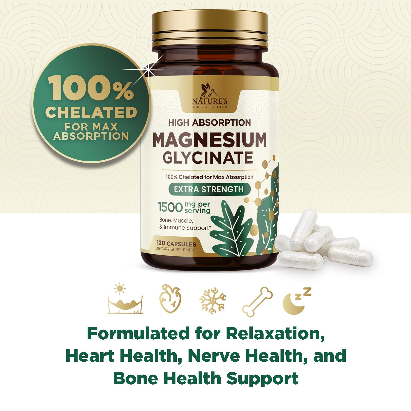 Magnesium Glycinate 1500mg - 100% Chelated - High Absorption Magnesium Glycinate 500mg Per Capsule - Sleep, Heart Health, Bone, & Muscle Support Supplement - Vegan - Bottled in the USA - 120 Capsules — Amazon image 6
