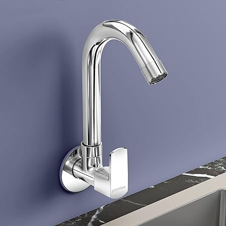 Plantex Single Lever Kitchen Sink Tap with Wall Flange & Teflon Tape/Quarter Turn Sink tap for Kitchen/Sink tap (Saga-Chrome)