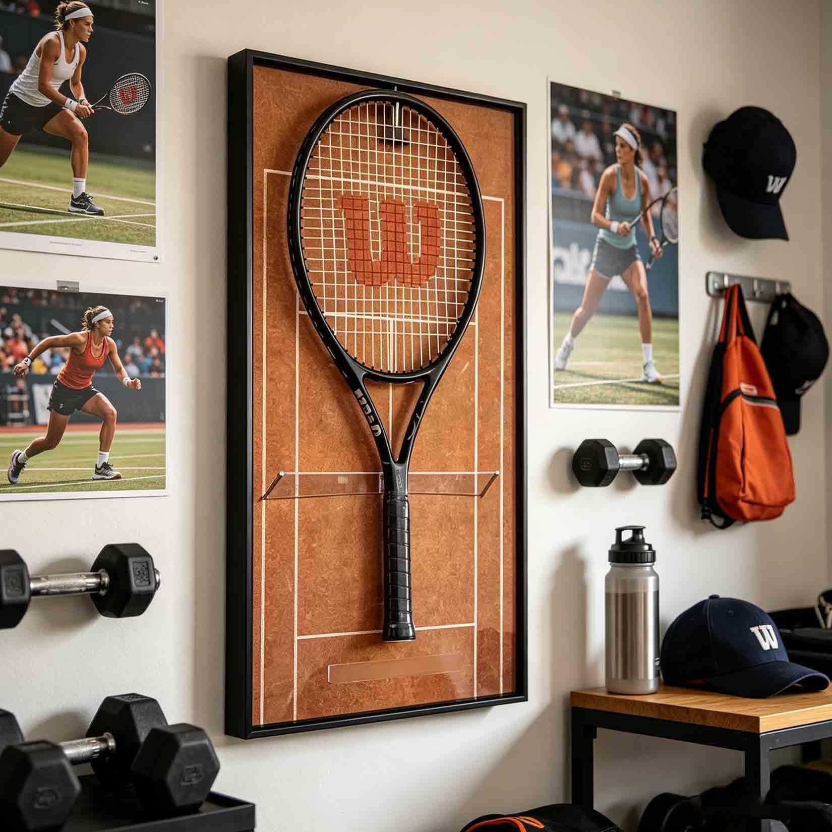 Support de Rangement Mural pour Raquettes de Raquettes de Tennis- Support Vertical Mural Decoration Salon Tennis - Décoration Murale - Cadeau(40x80cm)(C)