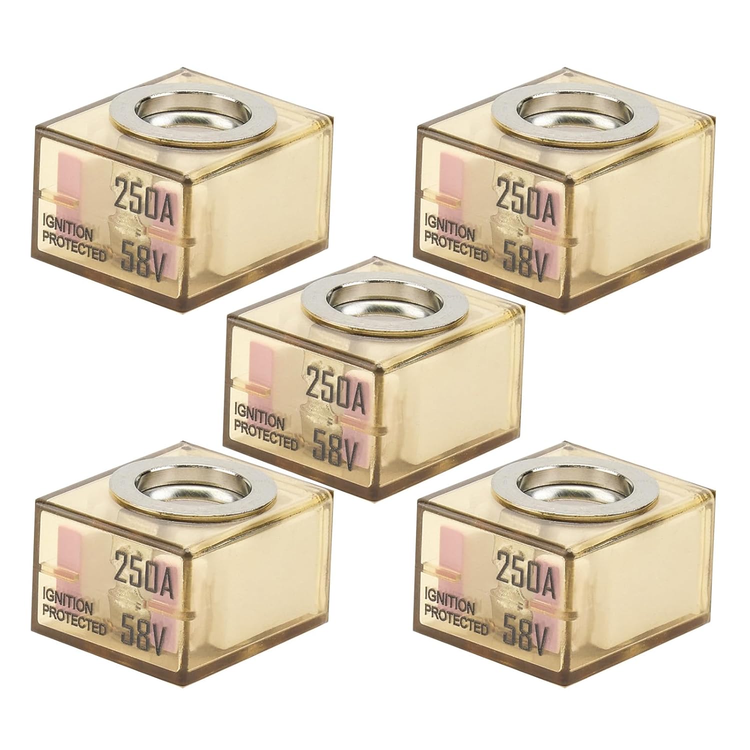 IPBF Marine Rated Battery Fuse 58V Ignition Protected for Boats Trucks RVs Construction Vehicles Ceramic Thermoplastic(250A,5PACK)
