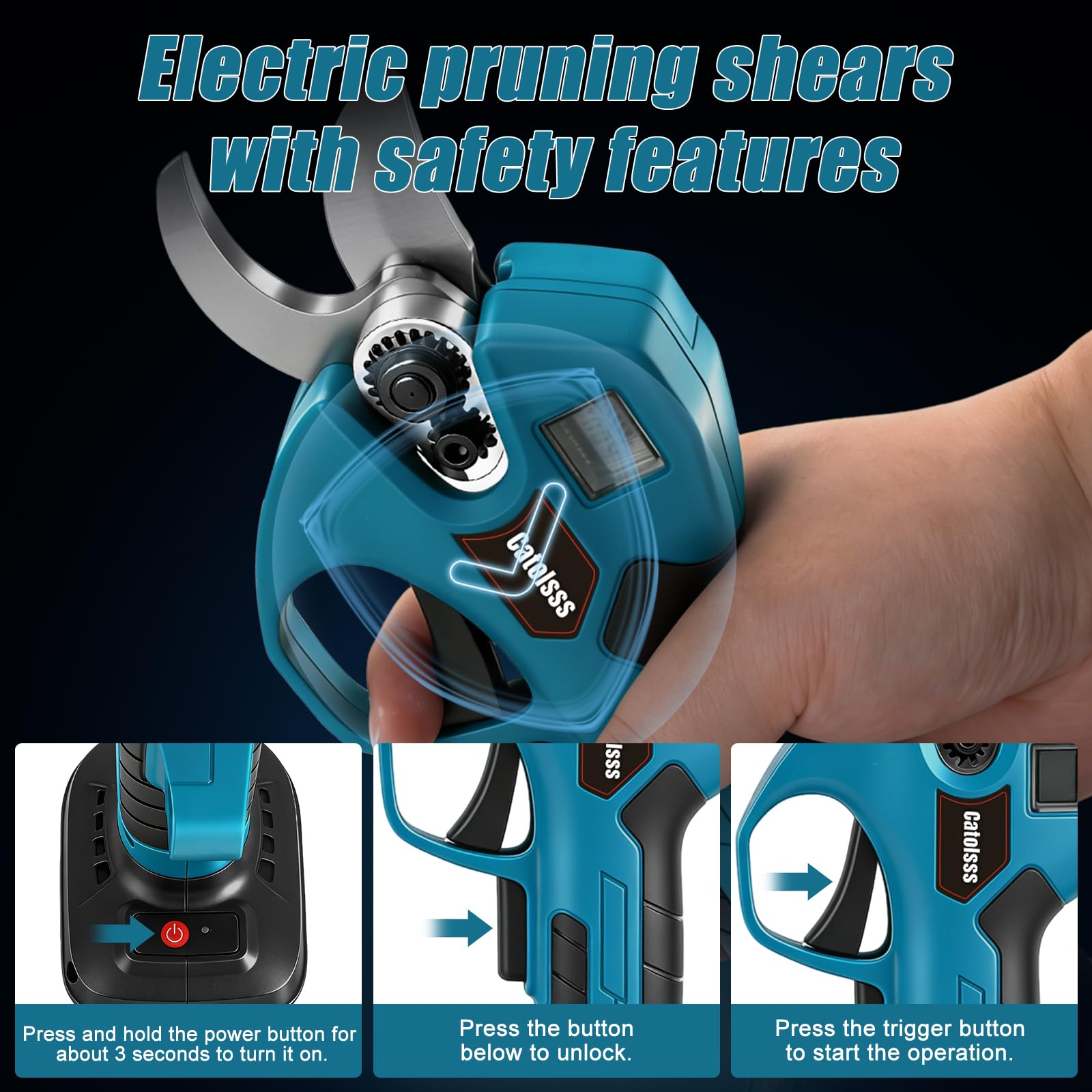 Sécateur sans fil compatible avec batterie Makita 18 V, sécateur électrique professionnel avec 2 lames de rechange SK5, affichage numérique, diamètre de coupe maximal de 40 mm (sans batterie)