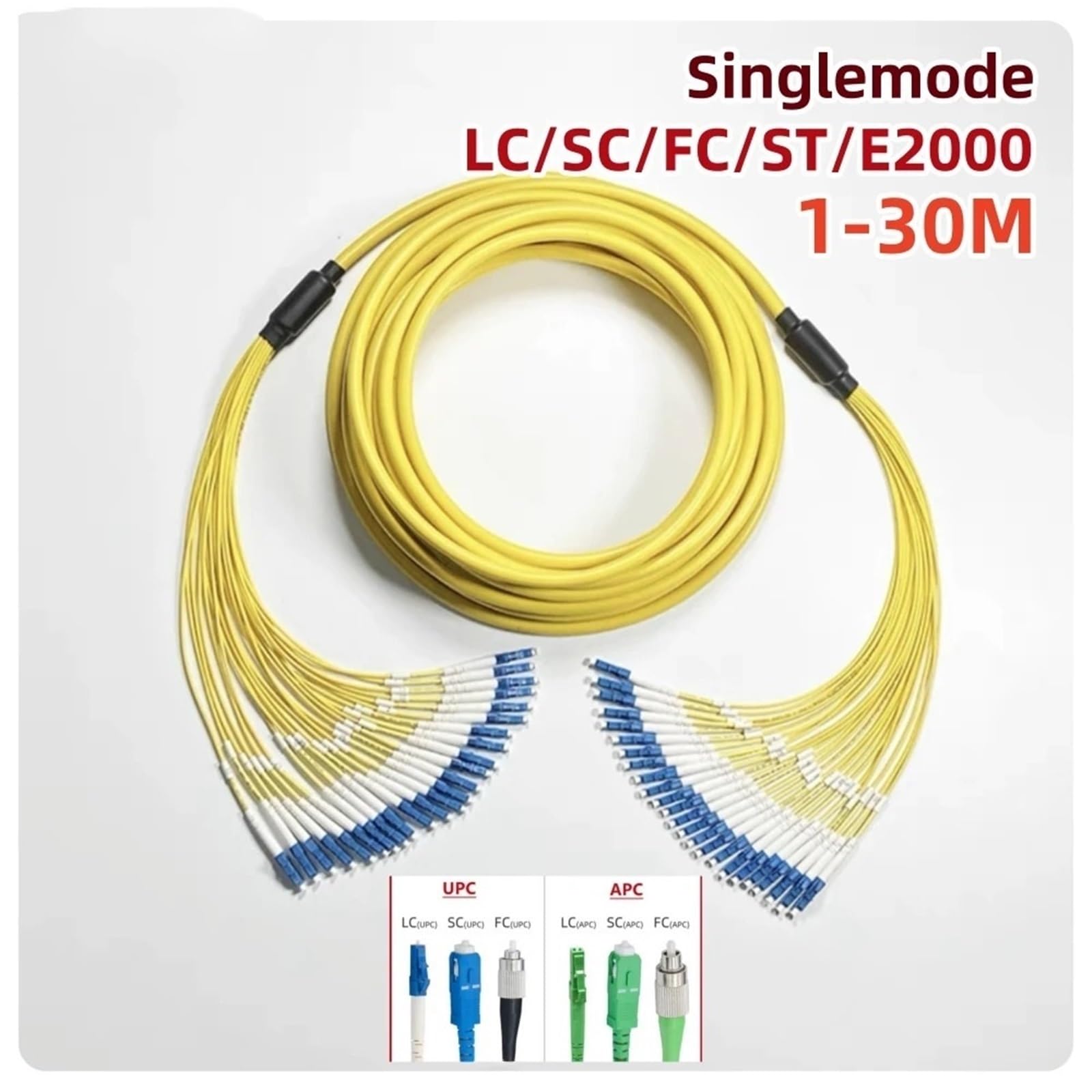 Cordon de Brassage Fibre Optique LC-LC 24 conducteurs, monomode, 1-30 m, 20 m, 10 m, 5 m, Faisceau SC, FC, St, E2000 SM, Lot de 24 conducteurs(3m LC-LC)