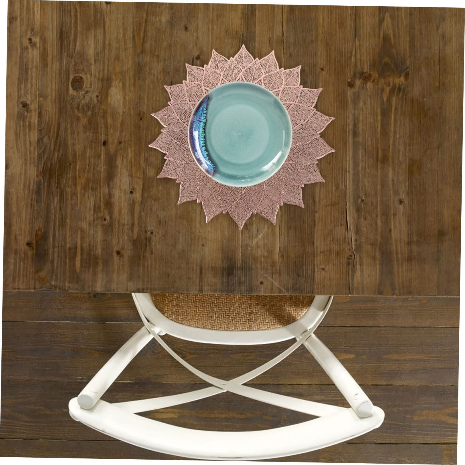 SOLUSTRE Tovagliette Rotonde in PVC Decorazione Traforata, Set da 6 Pezzi, Isolamento Termico, per Feste e Pranzi