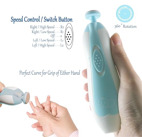 Miniatura 8 de Royal Angels - Juego de cortaúñas 20 en 1 para bebé, lima eléctrica de uñas segura con cabezales de repuesto para pies y manos de bebés recién