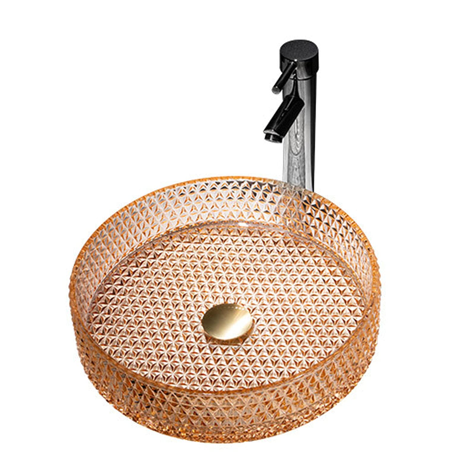 Lavabo En Verre Trempé Doré - QQMORA - LEX - Rectangulaire - 54,5x35x15,5 Cm - Bricolage