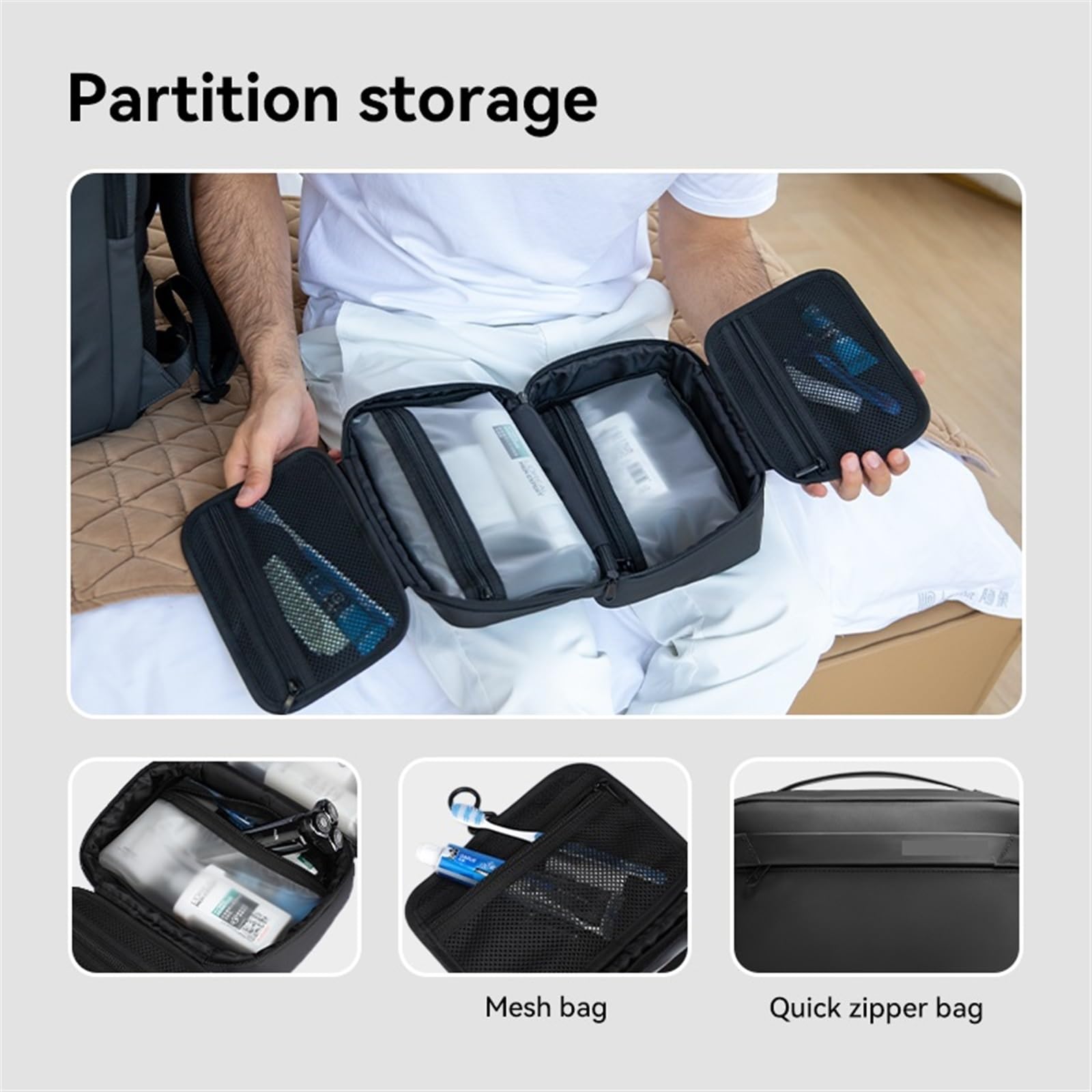 Borsa da Toilette Impermeabile Borsa da toilette viaggio Separazione asciutta e bagnata