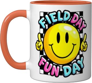 Cute School Field Day Fun Day Gift Teachers Students Kids Ceramic Mug, Orange/White