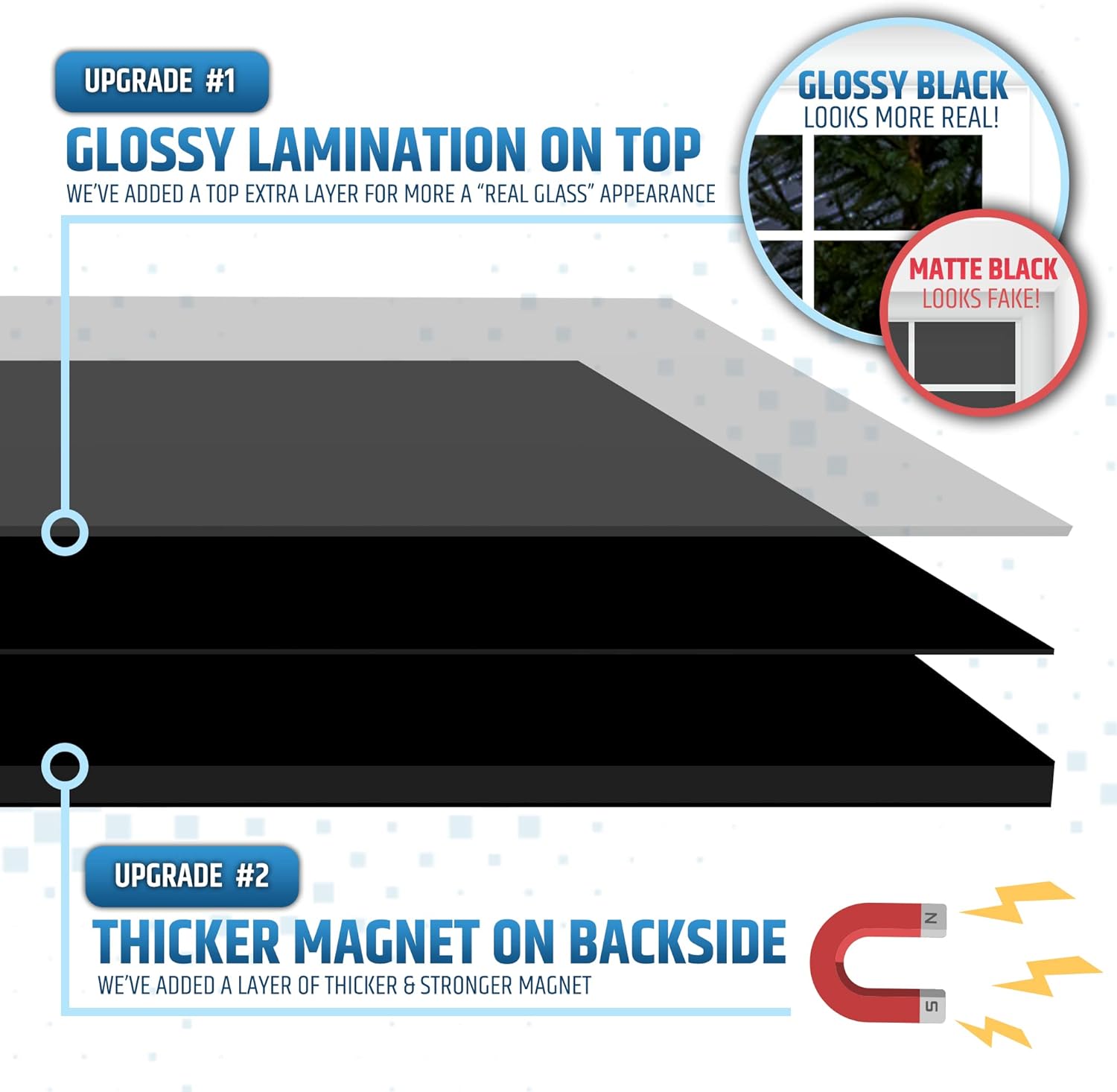 Strong & Glossy Magnetic Garage Door Windows (Size Small) - Looks Like Real Window Panels/Faux Panes - Easy to Align & Will Never Fall (Upgraded Magnets) | Fits 2 Car Garage | 32pcs 3.25"X5.5"