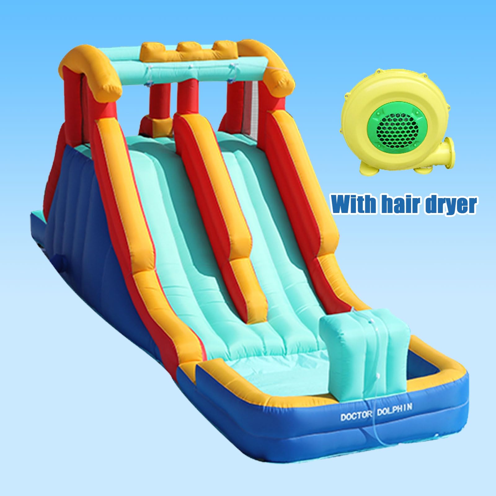 Tobogán acuático inflable, piscina con adultos, parque acuático inflable, patio trasero de entretenimiento al aire última intervensión, toboganes acuáticos con soplador, toboganes acuáticos inflables