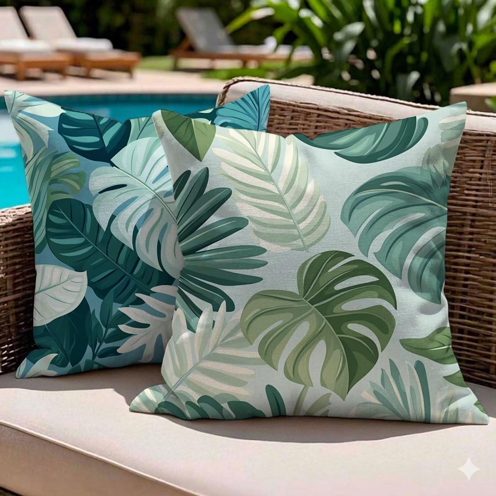 Housses coussin extérieur imperméable bleu lin imprimé double face de qualité