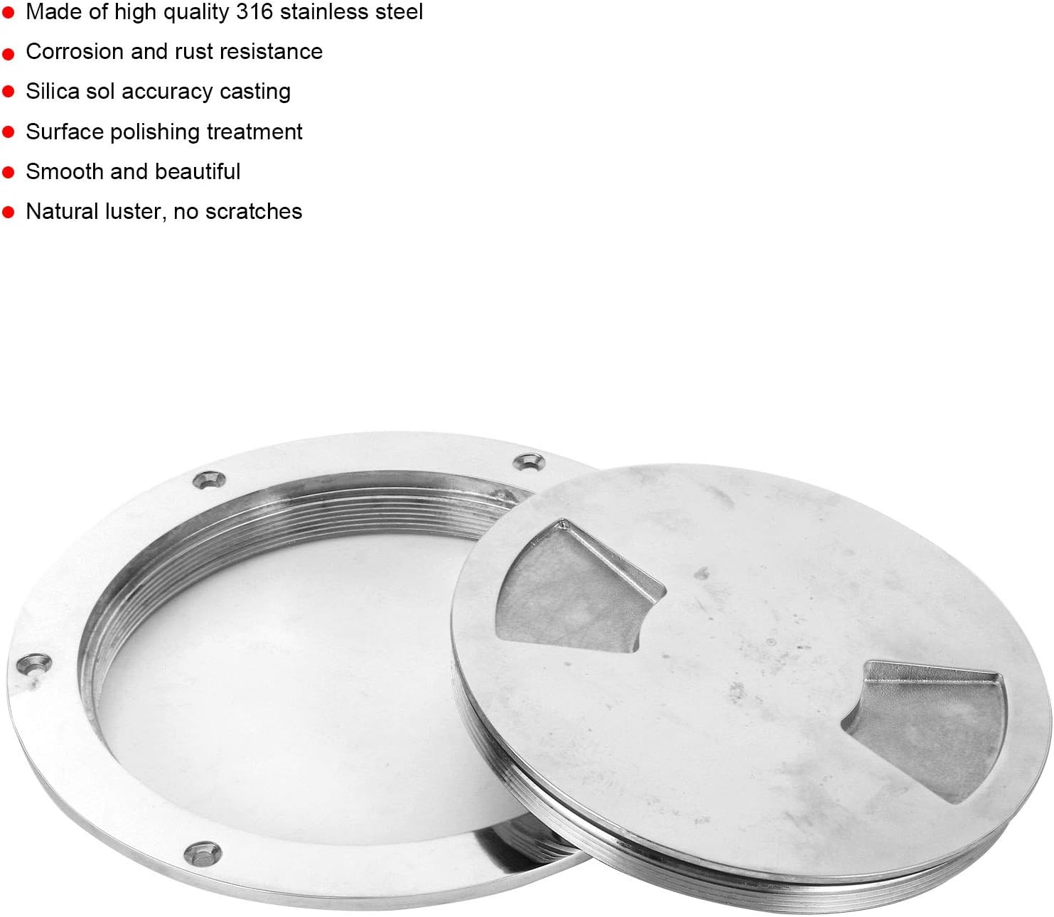 Deck Plates For Boats, Stainless Steel Inspection Deck Plate 6in 316 Stainless Steel Deck Cover Plate Cabin Bottom Plate Import and Export Boat Hatch Yacht Marine Hardware