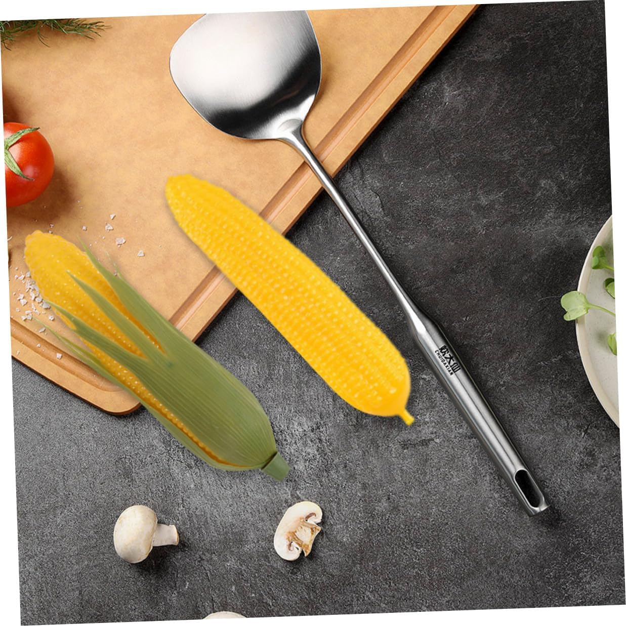 8pcs Artificial Corn Decoration Set, Realistic Plastic Fake Corn Models with Green Husk, Lifelike Vegetable Props for Kitchen, Restaurant, Photography, and Home Display