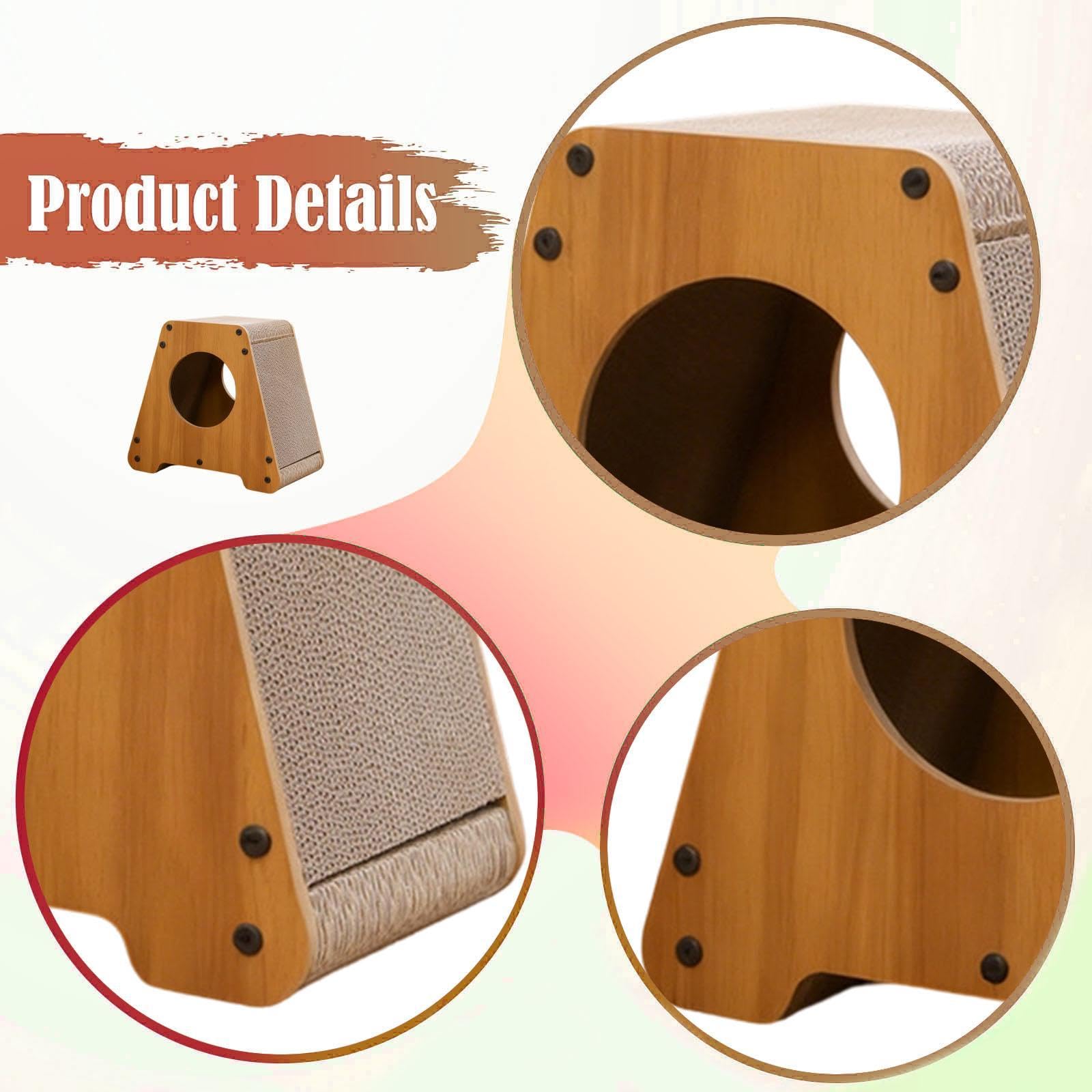 Tiragraffi per Gatti Letto Lounge Cartone MDF Protezione Mobili Base Spessa Zona Relax Adatto a Interni Animali Domestici Riposo Sosta, Nido di Buchi