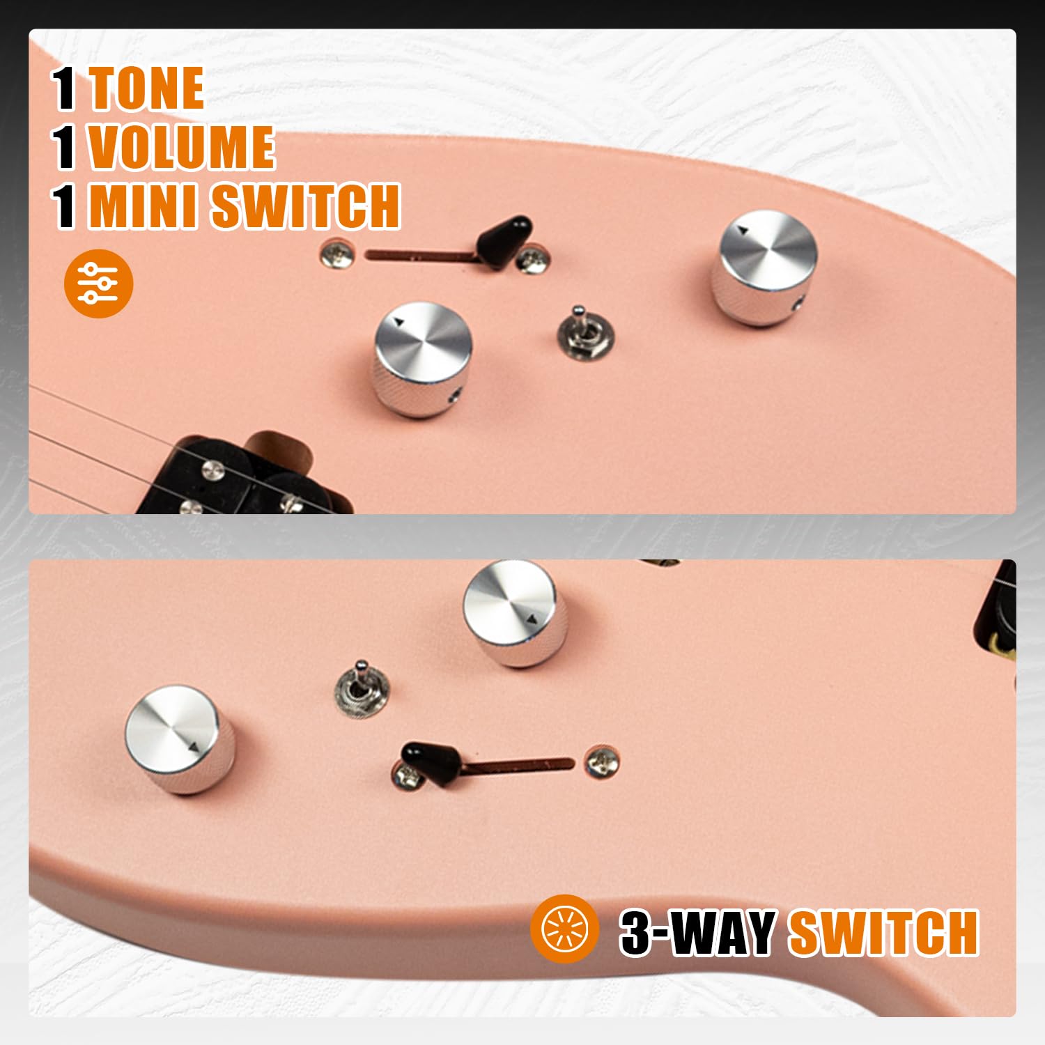 EART E-Gitarre EYP-24 Solid Body, 6-Saiten – Gebrannter Mahagoni-Körper, Artones HH-Y Pickups, Mit Gigbag