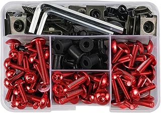 に適合する忍者 に適合するZX-4R 6R 10R 25R に適合する忍者 250 300 400 500 650 1000 用オートバイボルトネジ ウインドスクリーン フェアリングボルト ナット ボルトセット(赤,190pcs)