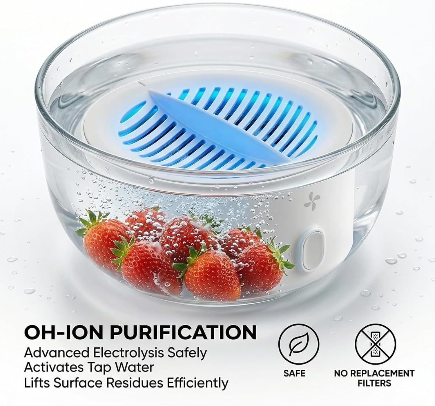Fruit and Vegetable Purifier Cleaner Washing Machine, OH-ion Portable Food Device for Surface Residues, IPX7 Waterproof Cordless Device, for Berries & Meat (2 PCS)