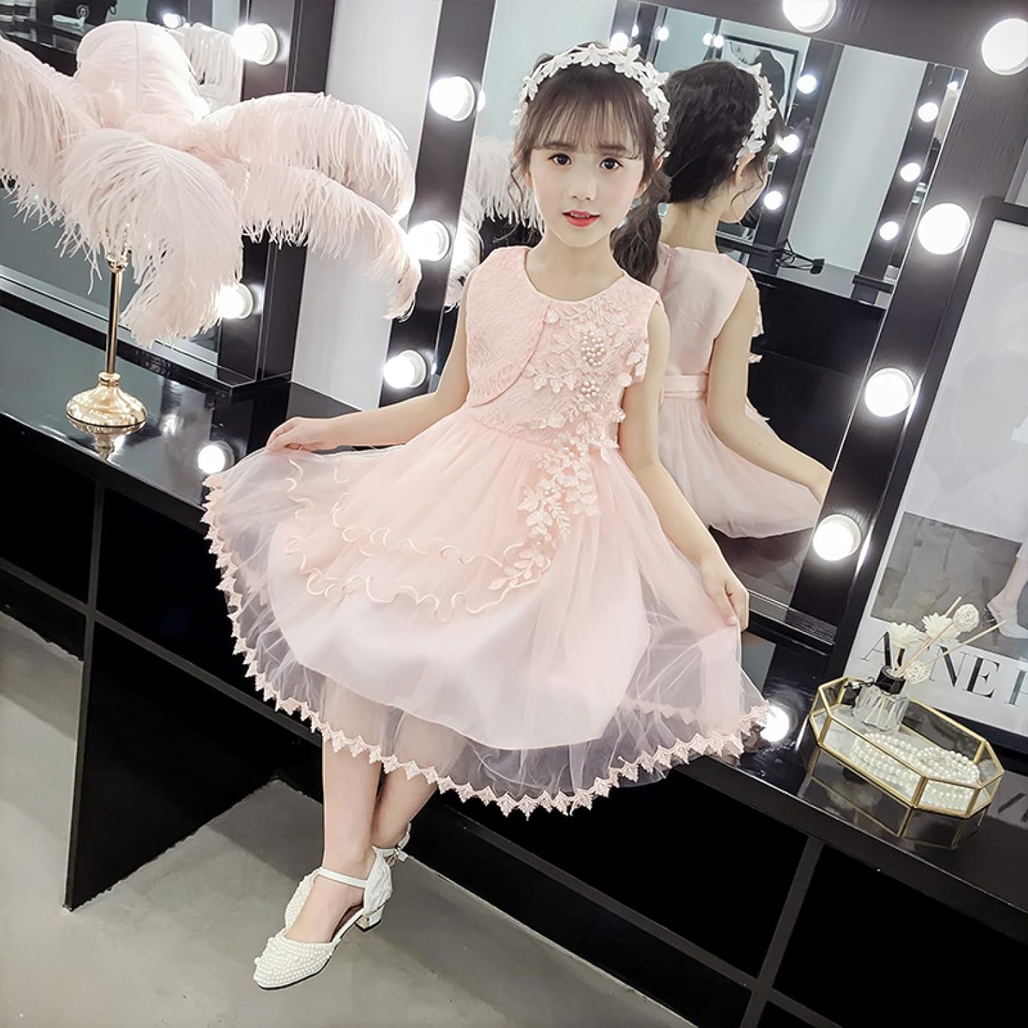 [KAPE1] 花柄 ショートドレス 子供ドレス フォーマル ワンピース キッズ服 子供服 女の子 ワンピース 子ども 発表会 七五