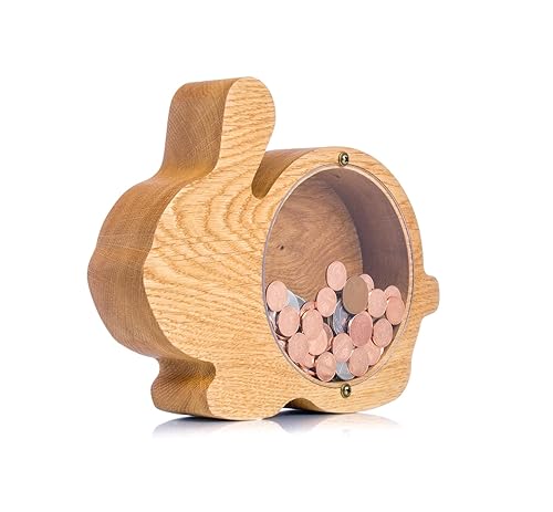 Personalized coin bank RABBIT lover gift Easter bunny Wooden piggy bank for boys girls kids Wood baby money box Tip jar