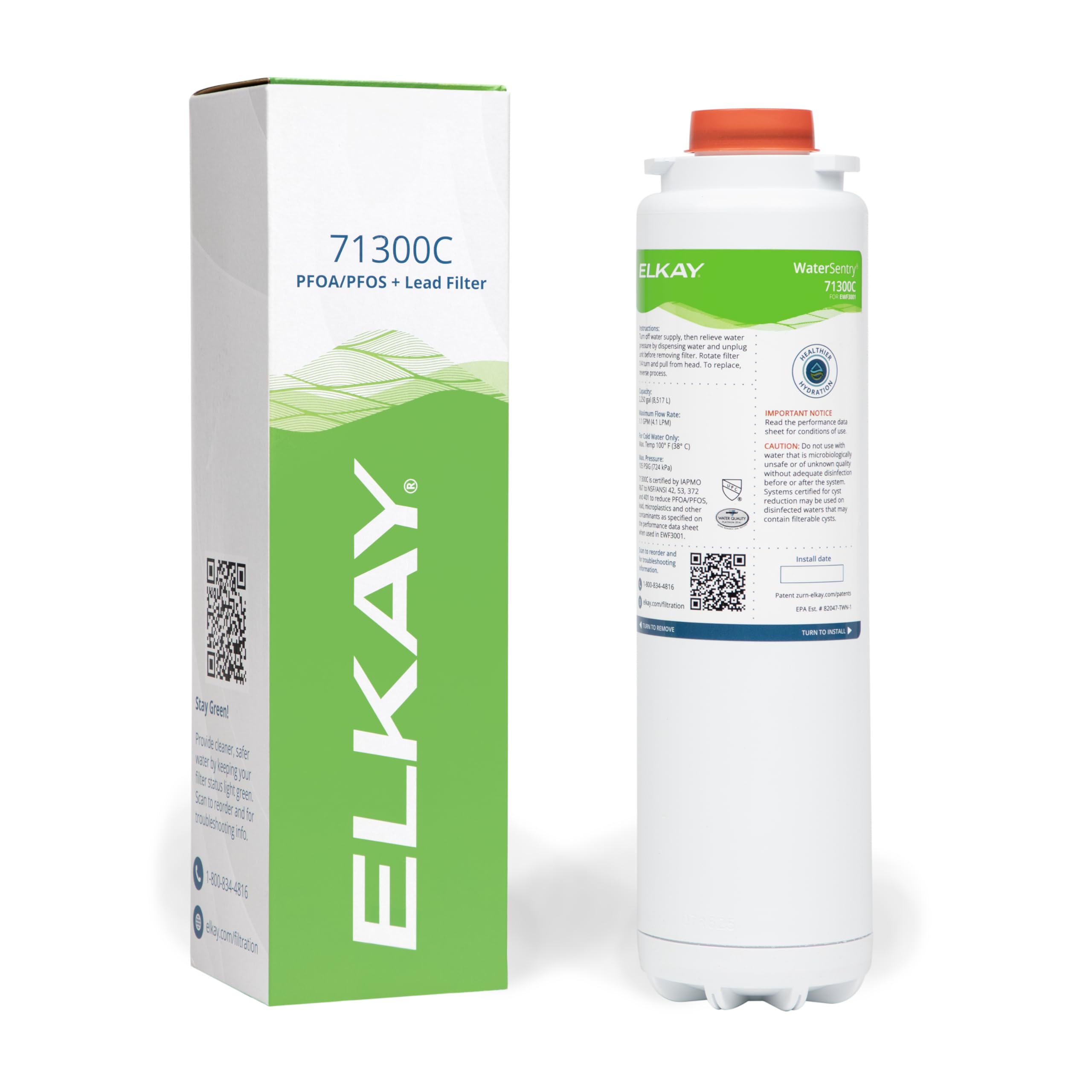 Elkay WaterSentry 71300C PFOA/PFOS (PFAS) + Lead + Microplastics NSF/ANSI Certified Filter (Enhanced Bottle Fillers)