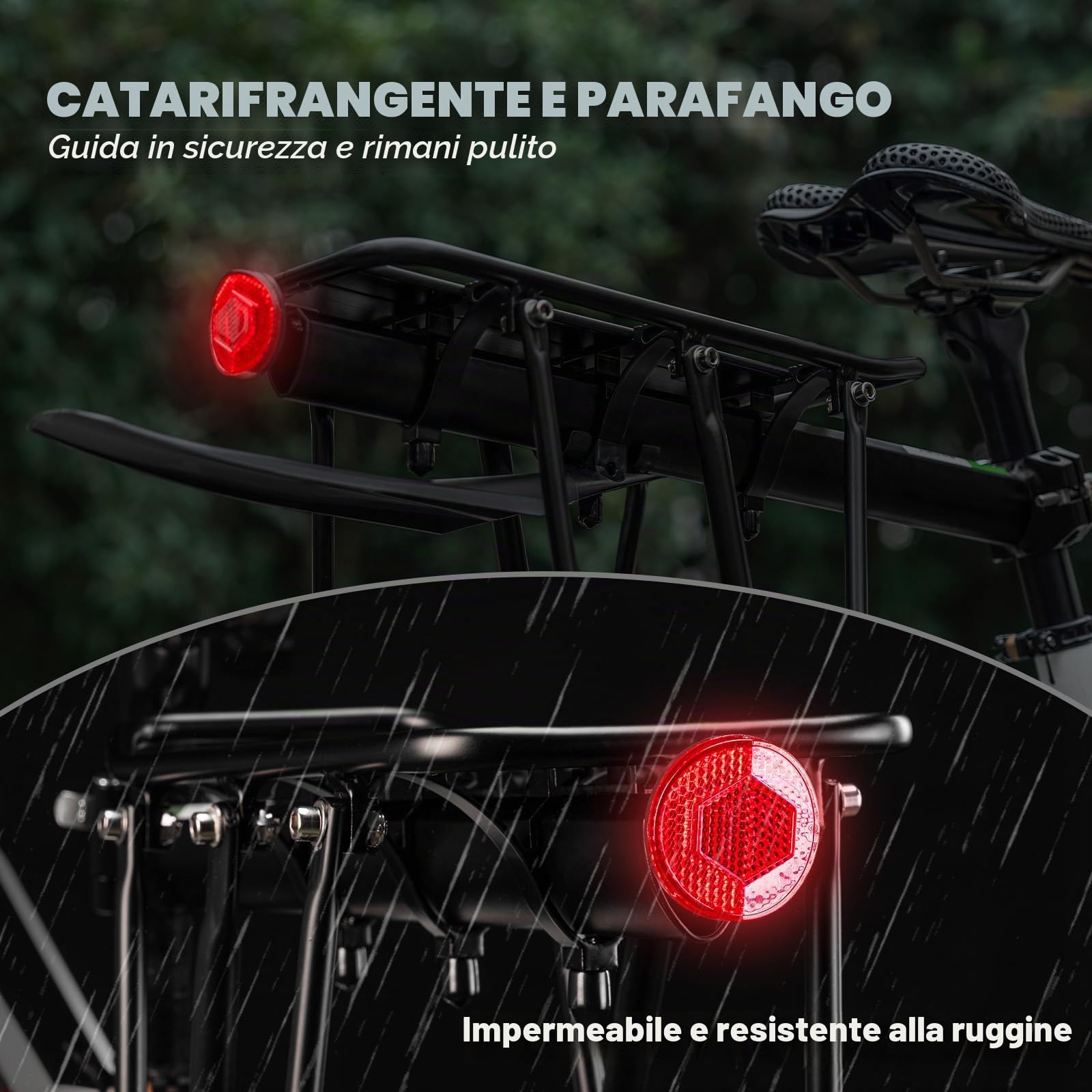 ROCKBROS Portapacchi Bici Alluminio Universle Regolabile per Bici MTB Portapacchi Posteriore Mountain Bike capacità Portata Massima 50kg Carrier Rack con Riflettore 24-29 Pollici