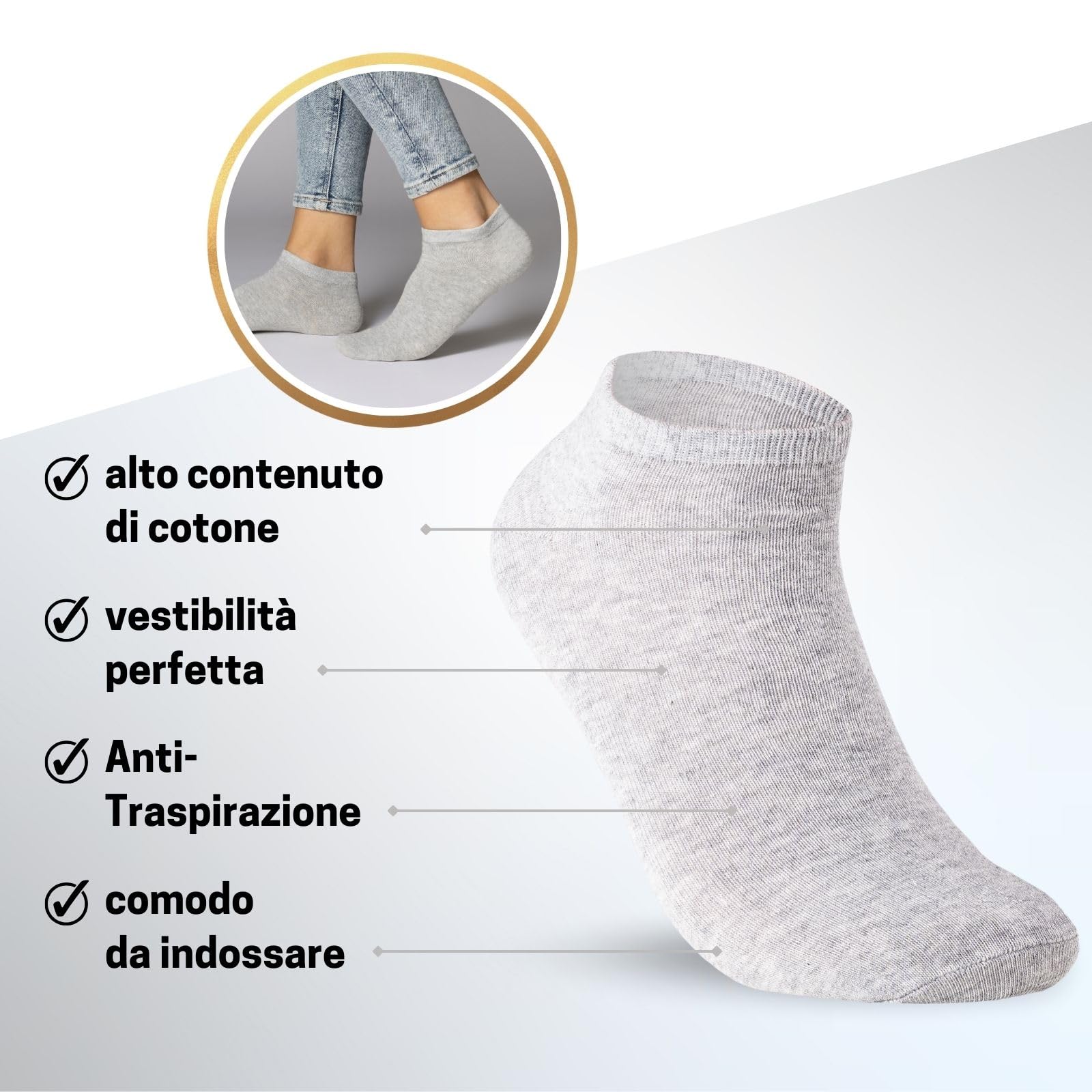 sockenkauf24 10 Paia Calzini Corti Uomo Donna Calze Corte Estivi Cotone Traspiranti