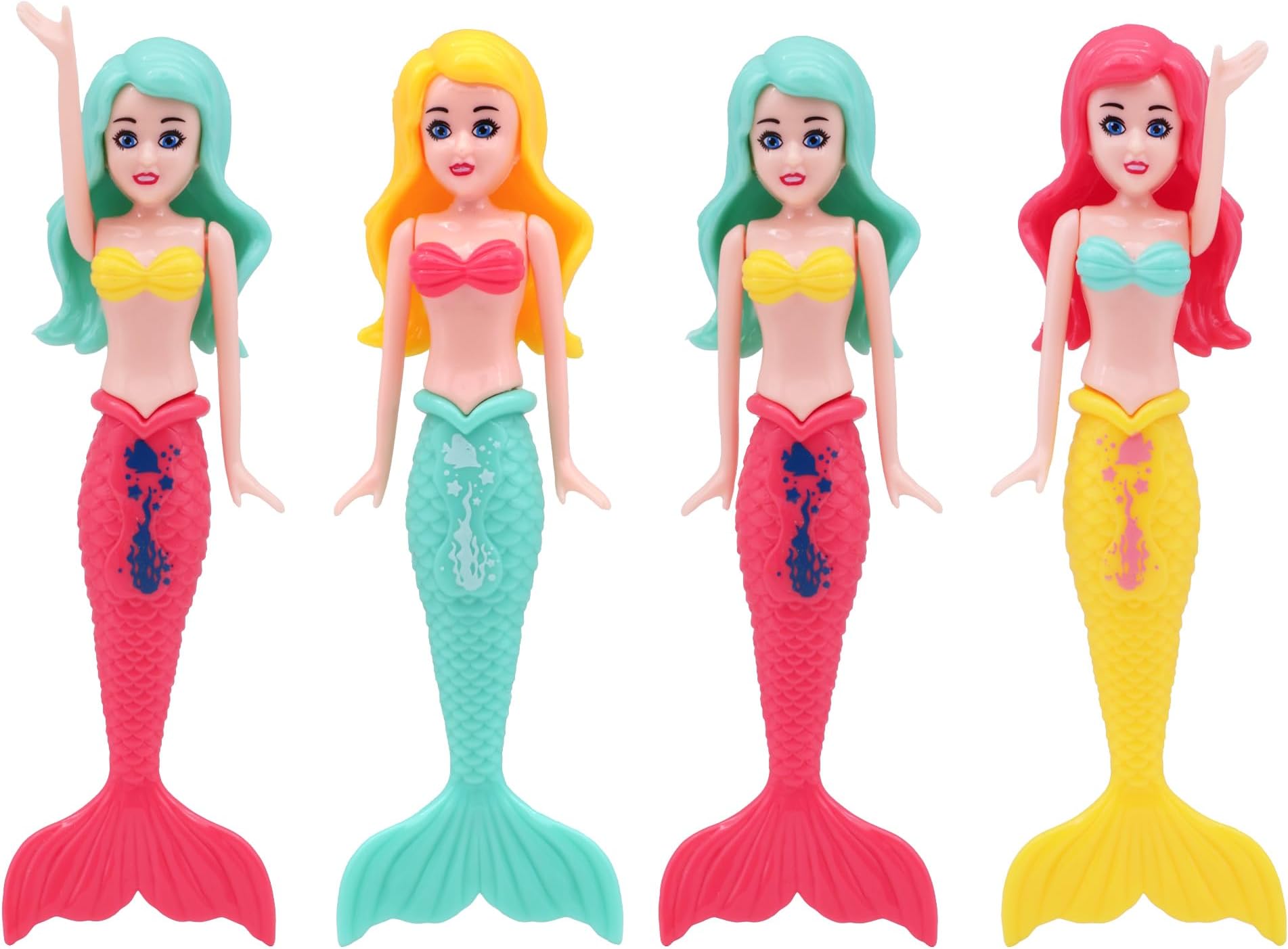TOPWAYS Pool Diving Toy Set 4 Diving Mermaids Diving Torpedoes Swimming Underwater Pool Training Toys Diving Games Training Children's Gifts(Diving Mermaid)