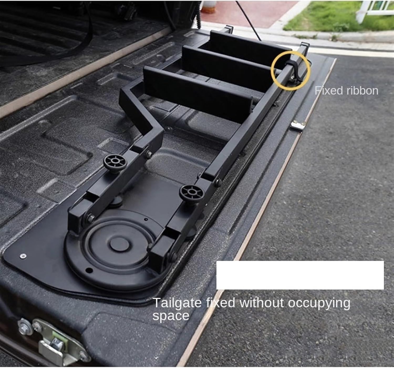 Universal Tailgate Rotary Ladder Compatible for Pickup Truck Car Rear Door Ladder Tailgate Folding Ladder Auxiliary Ladder 126CM