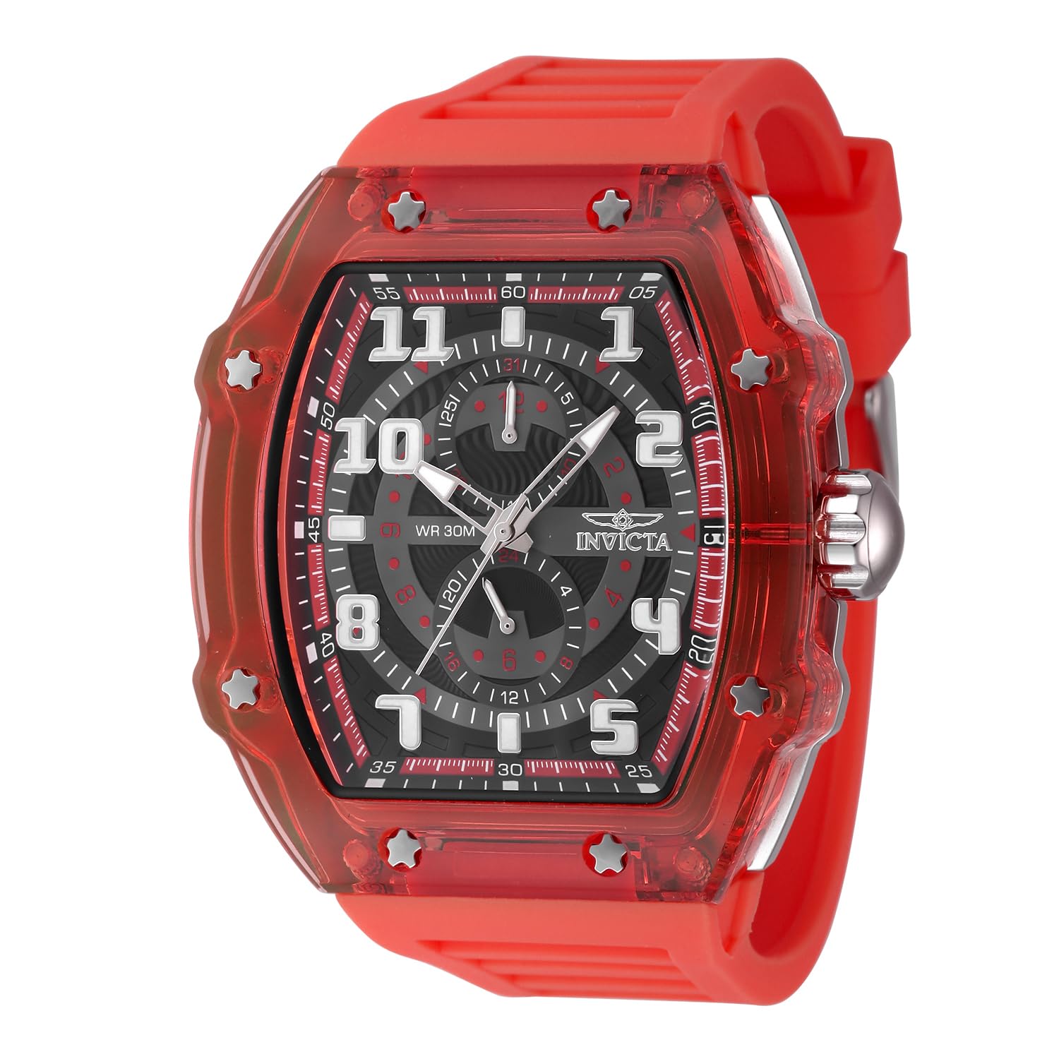 Invicta Racing 48448 Herren Uhr - Wasserdicht - Analog - Quarzuhrwerk - Kunststoff mit schwarzen zifferblat - 48mm