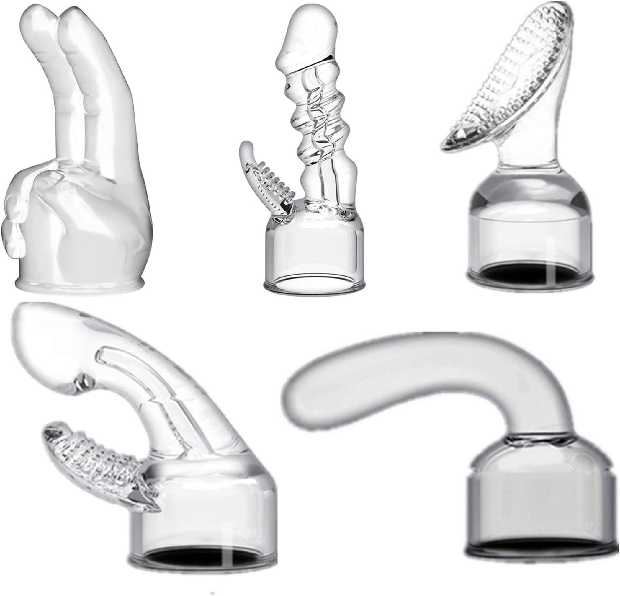 5Pcs-Clear Fashionable and Soft TPR Head Attachment for Massage Wand - 1.77 Inch Inner Diameter - Magic Wand Accessory Fit for Hitachi