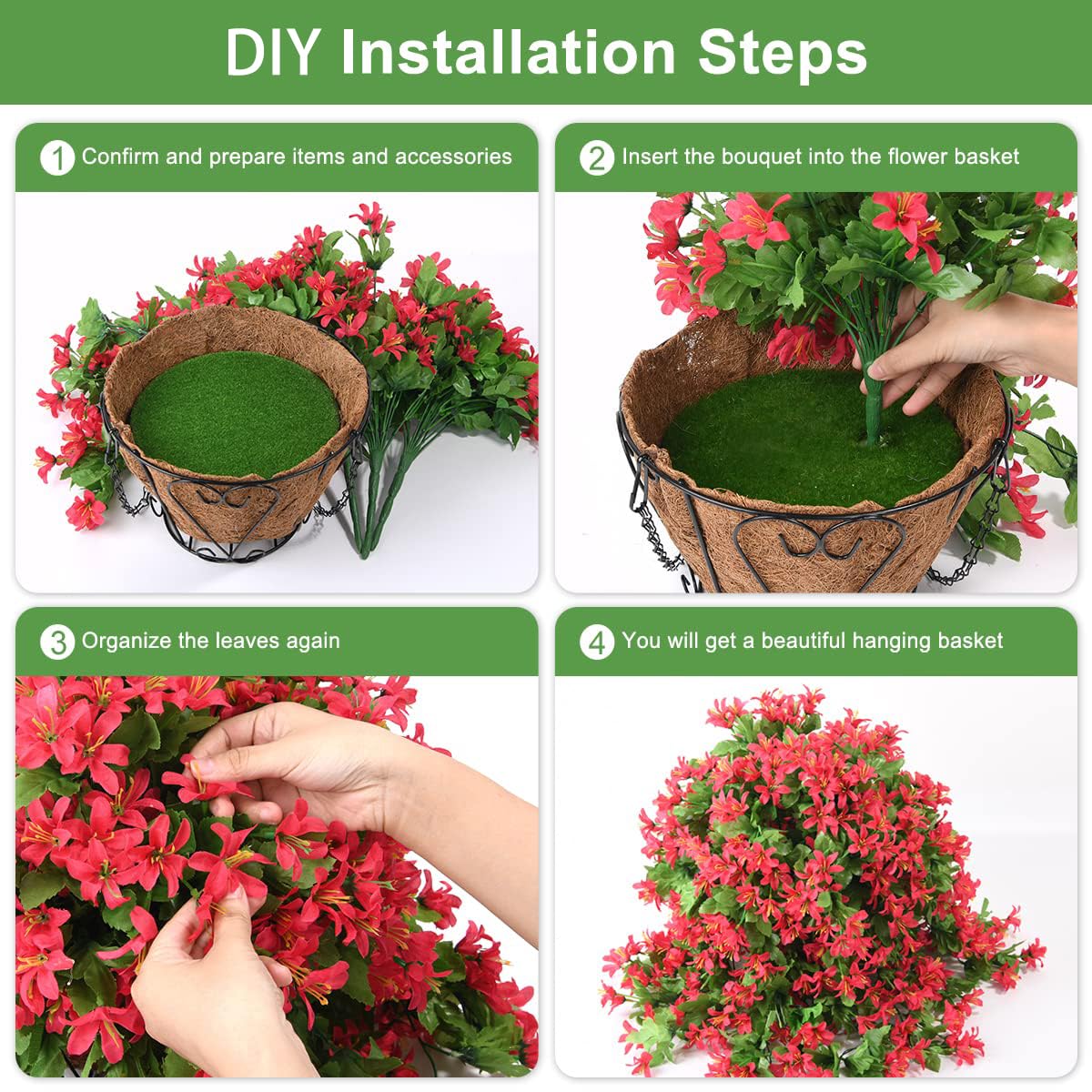 Panier De Fleurs Suspendues Artificielles Pour Jardin