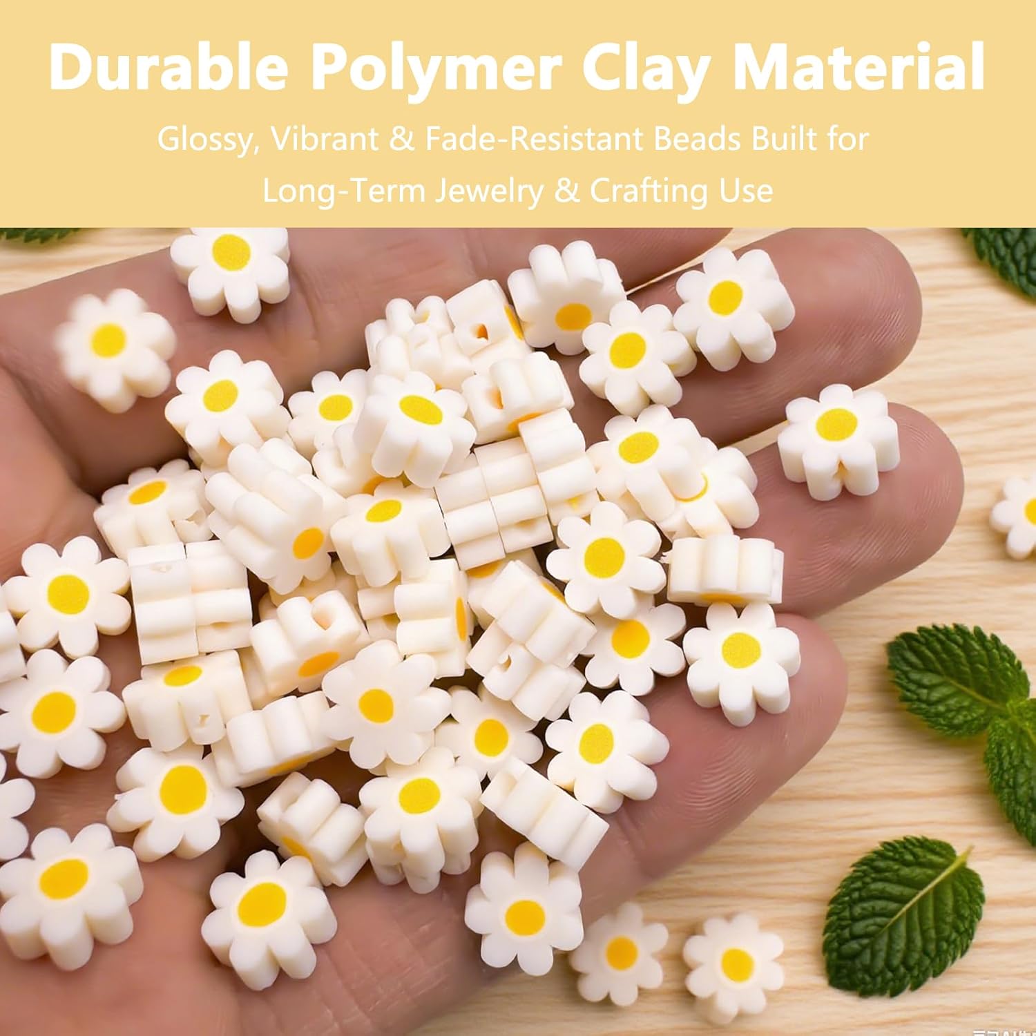 120Pcs Daisy Beads for Jewelry Making White Flower Shaped Glass Beads with Hole Small Beaded Floral Charms and Spacer Beads for Bracelets Necklace Earrings and DIY Crafts Accessories - Image 3