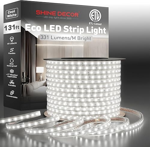Miniatura 12 de Shine Decor Tira de luz LED fácil de conectar, 2800 K blanco cálido, resistente al frío, resistente a la intemperie para interiores y exteriores,
