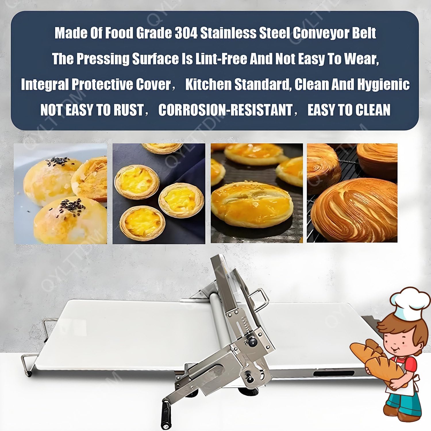 Laminatore per impasto, Sfogliatrice pieghevole manuale, spessore regolabile 0,5-27 mm, macchina per pasticceria da tavolo per pizza, fondente, croissant