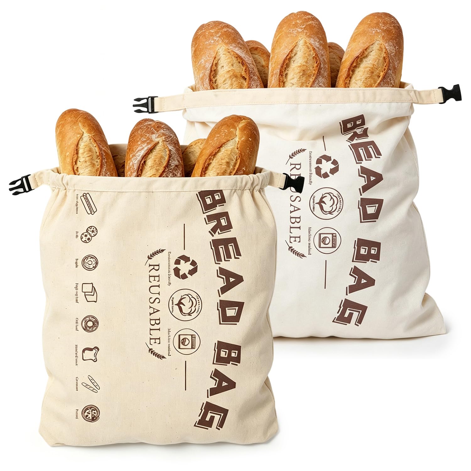 2 Stück Bienenwachs Brotbeutel 42x33 cm, Aus Bio-Baumwolle & natürlichem Bienenwachs, Wiederverwendbarer Brotsack zum Frischhalten für Sauerteig & selbstgebackenes Brot