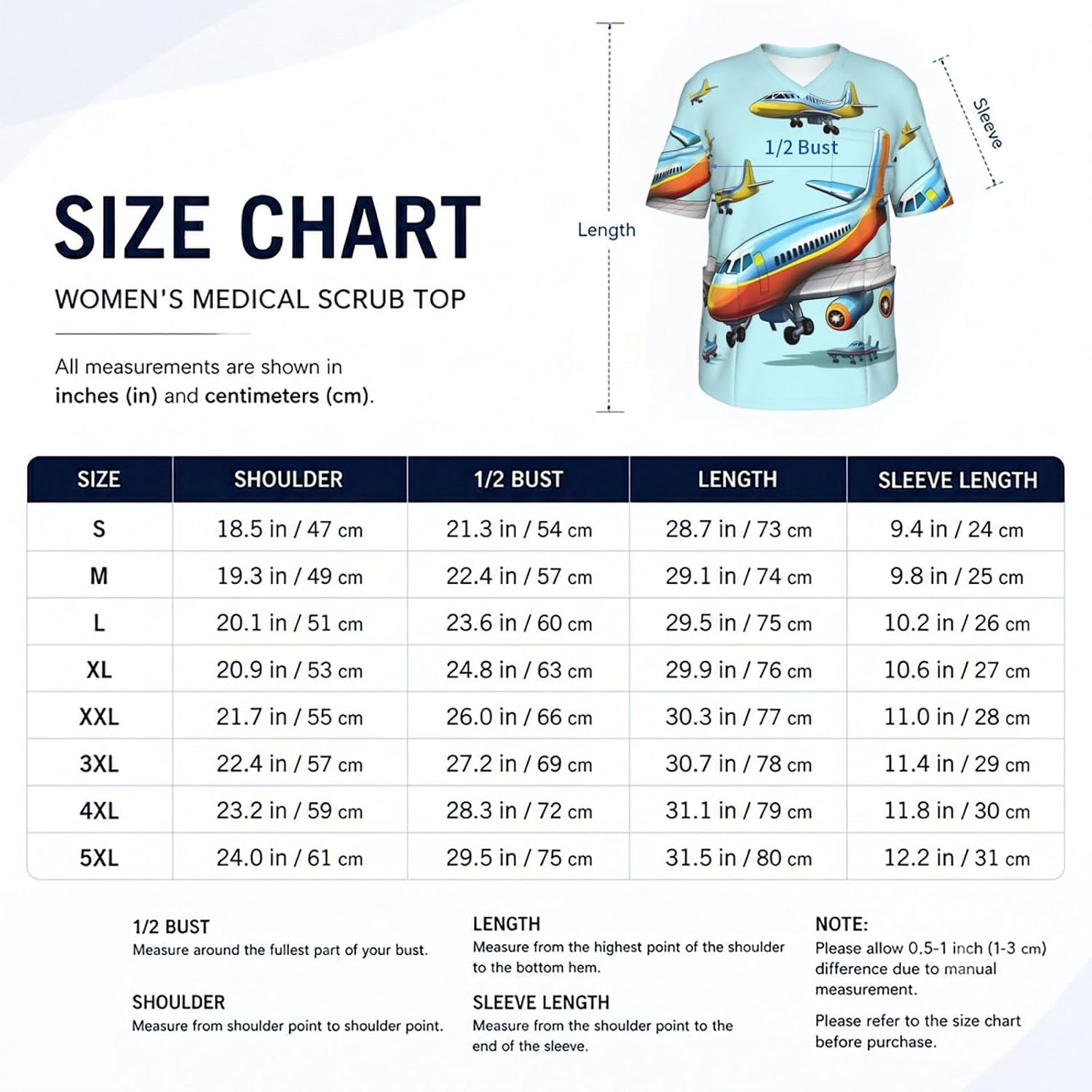 Professional Scrub Tops for Men, Classic V-Neck Workwear with 3 Pockets