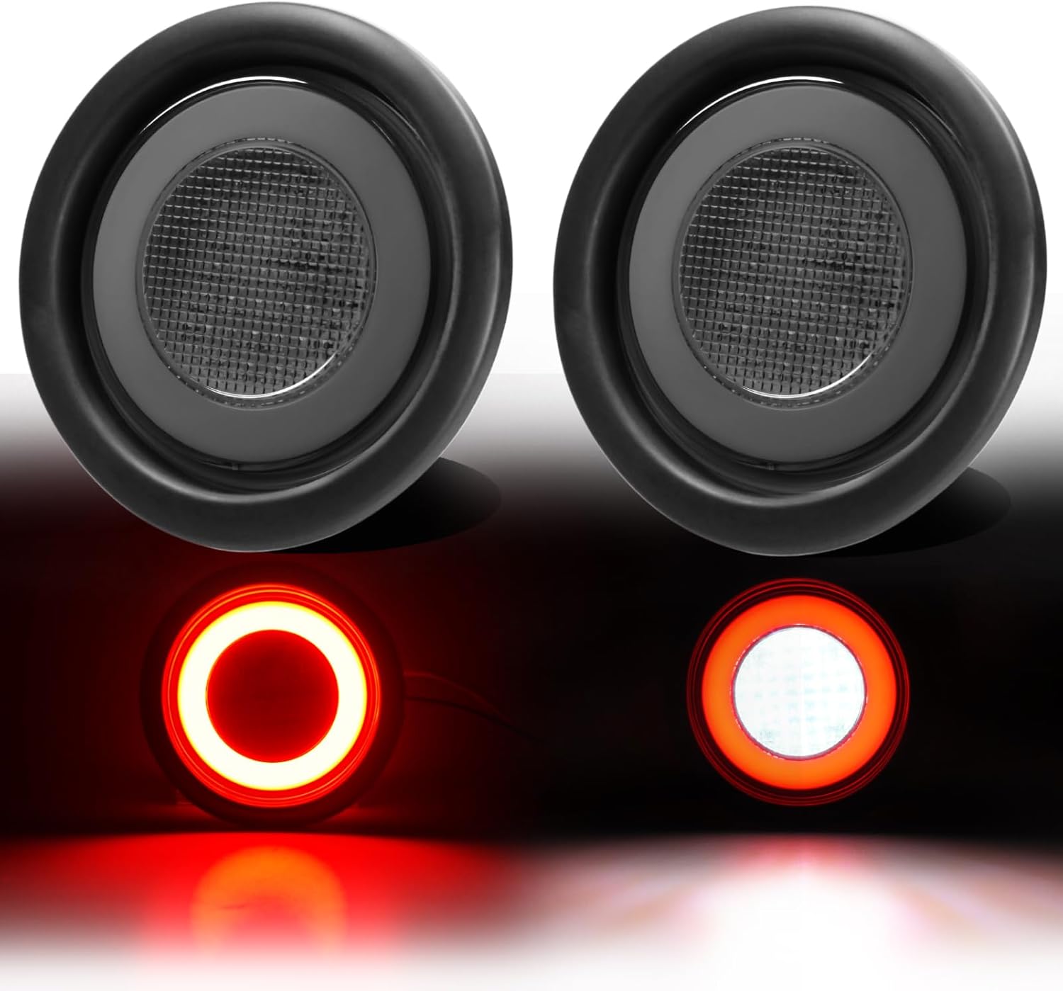 2Pcs Smoked lens 4" Inch Round 88 LEDs Halo Combination White/Red Trailer light Stop Turn Brake Reverse Lights w/Rubber Grommet, IP67 Waterproof for Truck/RV/Van/Boat, DC 12V