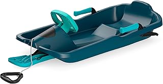 Durable Kids' Toboggan Sleds - Plastic, Lightweight, Winter Snow Sleds with Tow Strap & Pull-Up Brakes