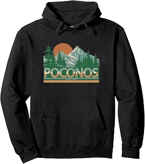 Vintage Retro The Poconos Pennsylvania Mountain Landscape Pullover Hoodie