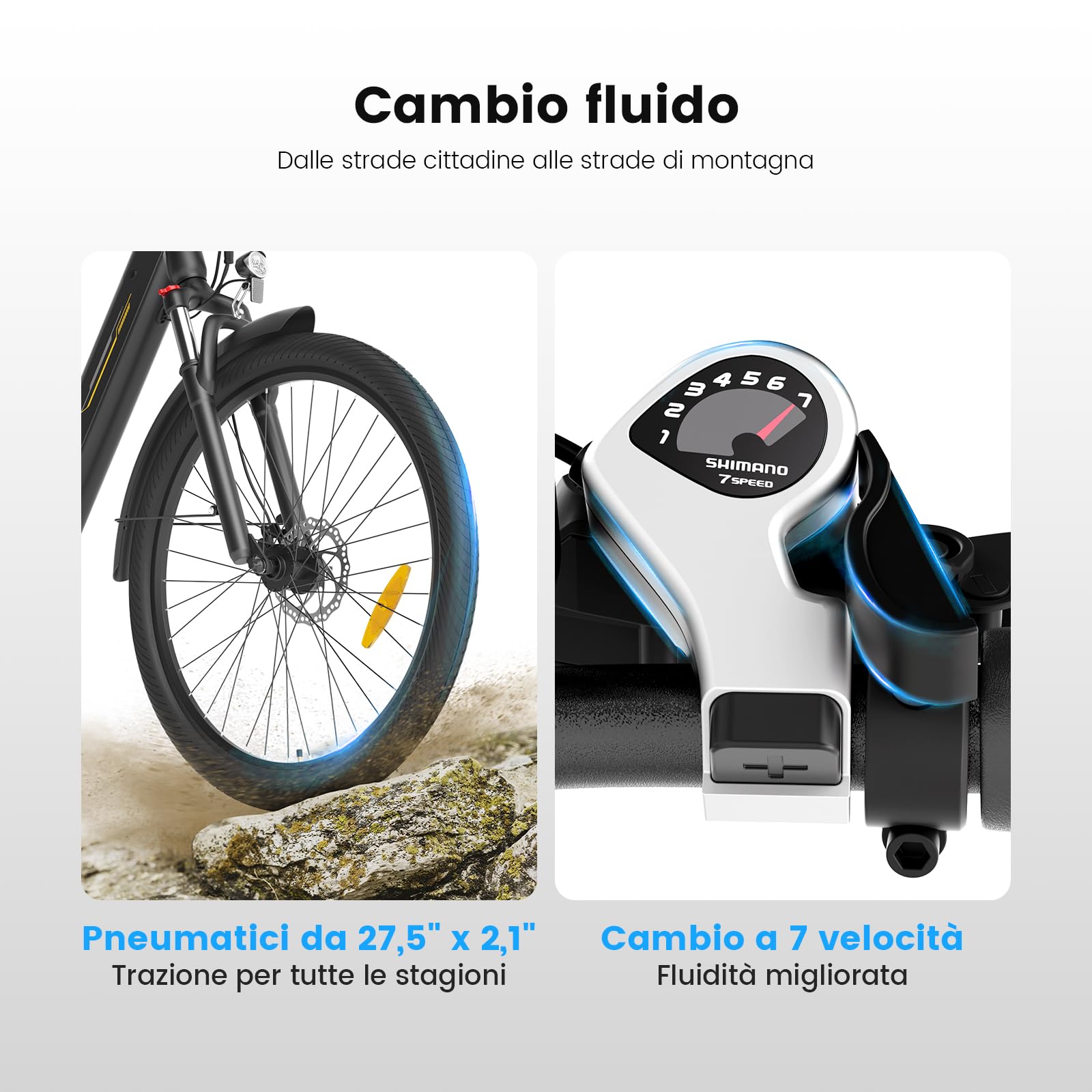 Bici Elettrica 27,5" donna Motore da 250 W, 36 V 15.6 Ah Batteria Rimovibile, Autonomia fino a 100 km, bicicletta elettrica City bike, Cambio a 7 Velocità, Freni a Disco