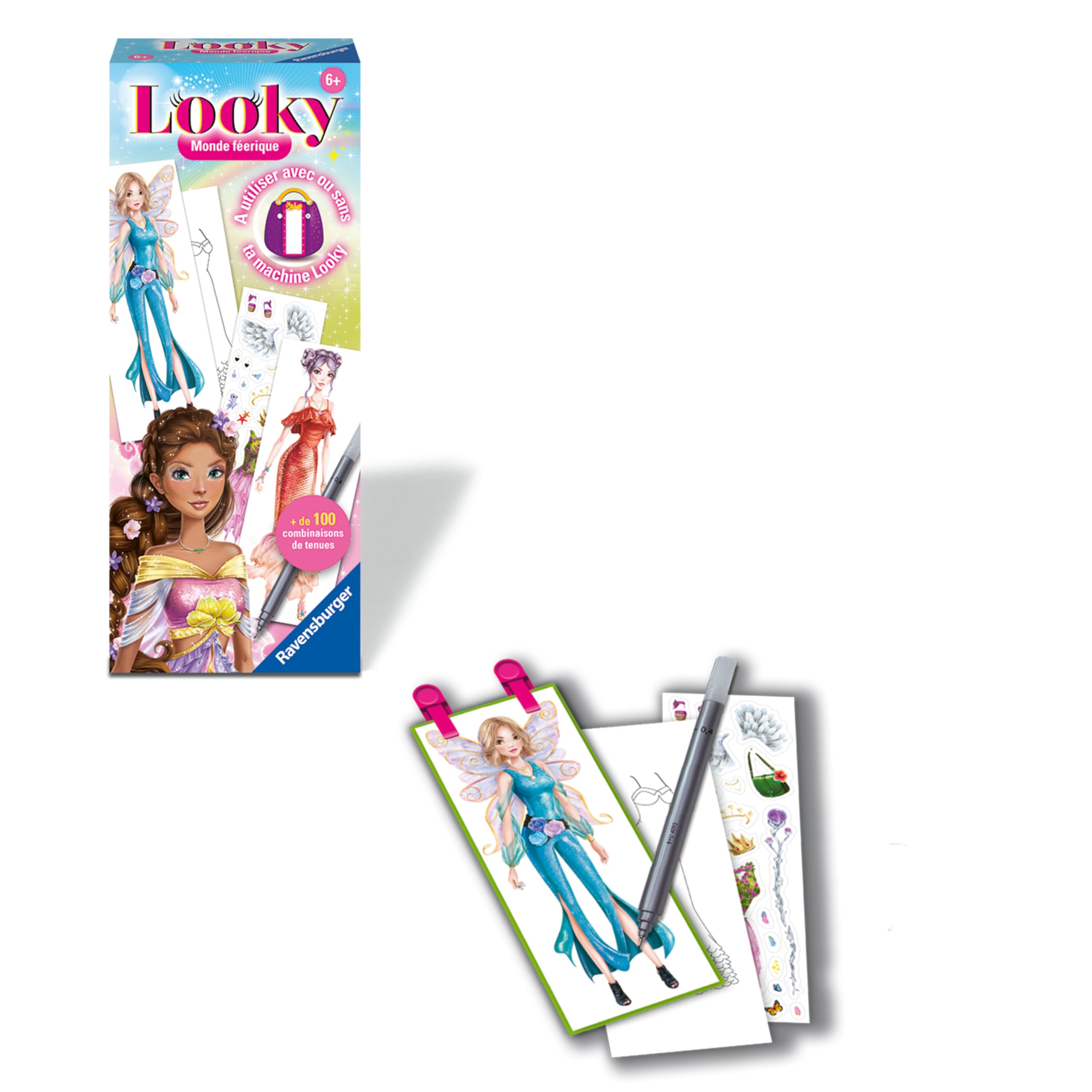 Ravensburger Looky Fairy World - Do użytku samodzielnie lub z wyglądem maszynowym - Kreatywny wypoczynek - Projektowanie mody - Stylizacja - Relaksująca i kreatywna aktywność - od 6 lat - 23872 -