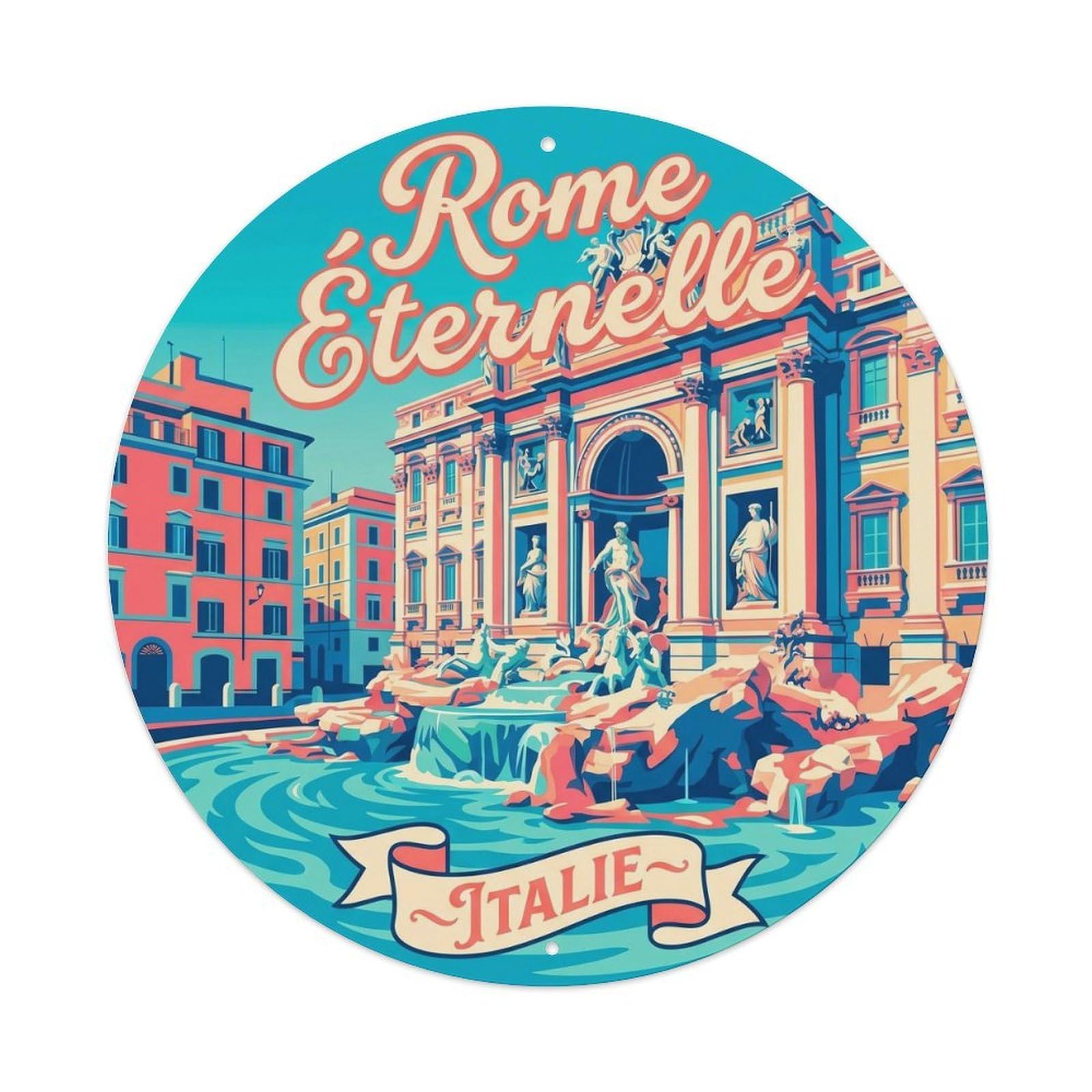 Vintage Travel Eternal City Landmark Metal Tin Sign Plaque