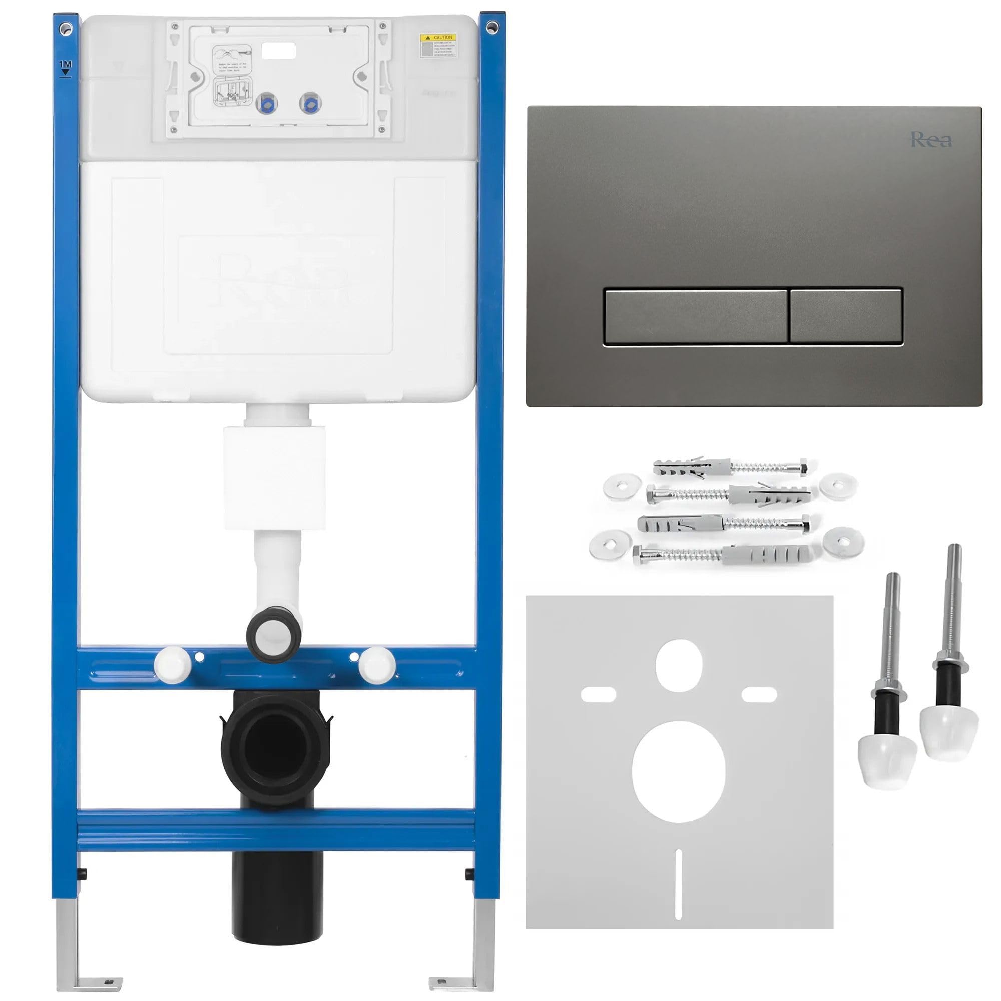 Rea - Stelaż Zestaw Podtynkowy K011a-q Do Mis Wc Z Przyciskiem Hd Tytan - 16x52,5x103,5 cm