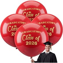 Kasyat 4 Pcs 36 Inch Extra Large Graduation Balloons Class of 2026 Balloons Latex Jumbo Giant Congrats Grad Balloon for College, High School, University Graduation Party DecorationsRed and Glod
