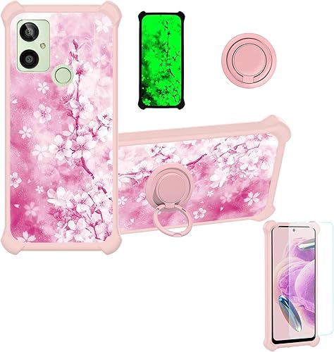 Kalley Silver C - Funda compatible con Kalley Silver C, con protector de pantalla de vidrio templado, soporte de anillo, efecto luminoso, YGF-MH