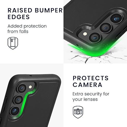 Miniatura 6 de kwmobile Funda compatible con Samsung Galaxy S23 con soporte, carcasa rígida con parachoques suave y soporte, color azul oscuro