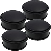 HRB Door Stop, Set of 4, Made of Solid Stainless Steel, Black - Heavy Door Stop Floor with Modern Design, Door Stopper with Rubber Ring to Protect Doors