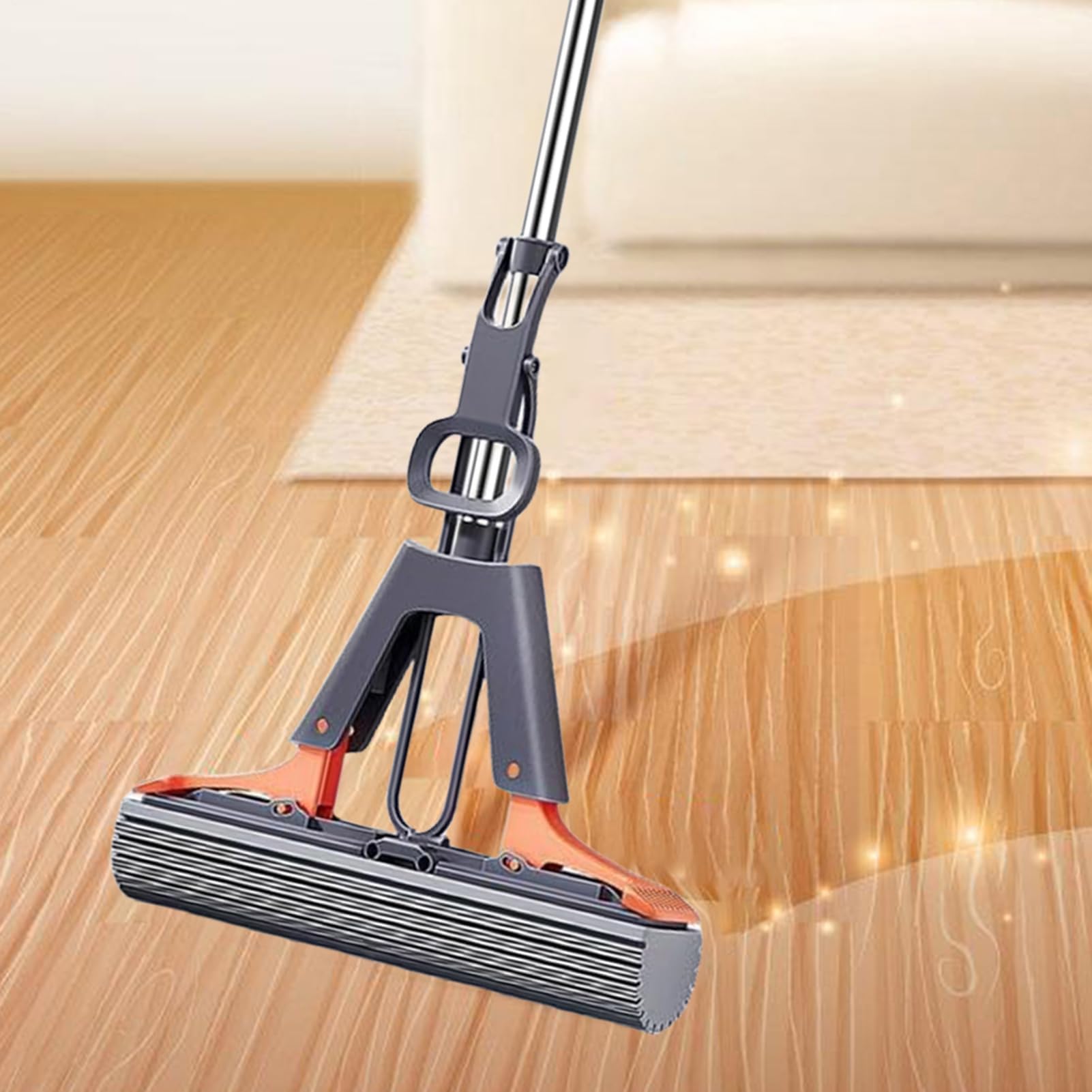 Juego de 2 trapeadores de esponja reutilizables de PVA ultra absorbentes con escurridor, perfectos para suelos de baldosas laminadas de madera y mármol, solución de limpieza eficiente