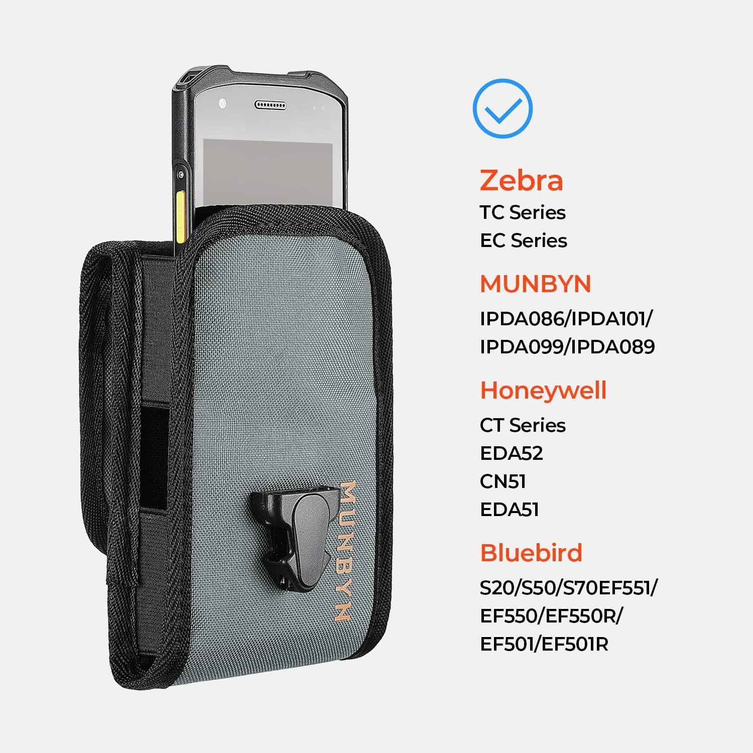 MUNBYN Zebra TC77/TC70 Scanner Holster, Rugged Carrying Barcode Scanner Holster for Zebra TC75x, TC52/TC57, TC70x, TC72 Handheld Mobile Computer, Scanner Case Holder with Metal Clip-1 Pcs