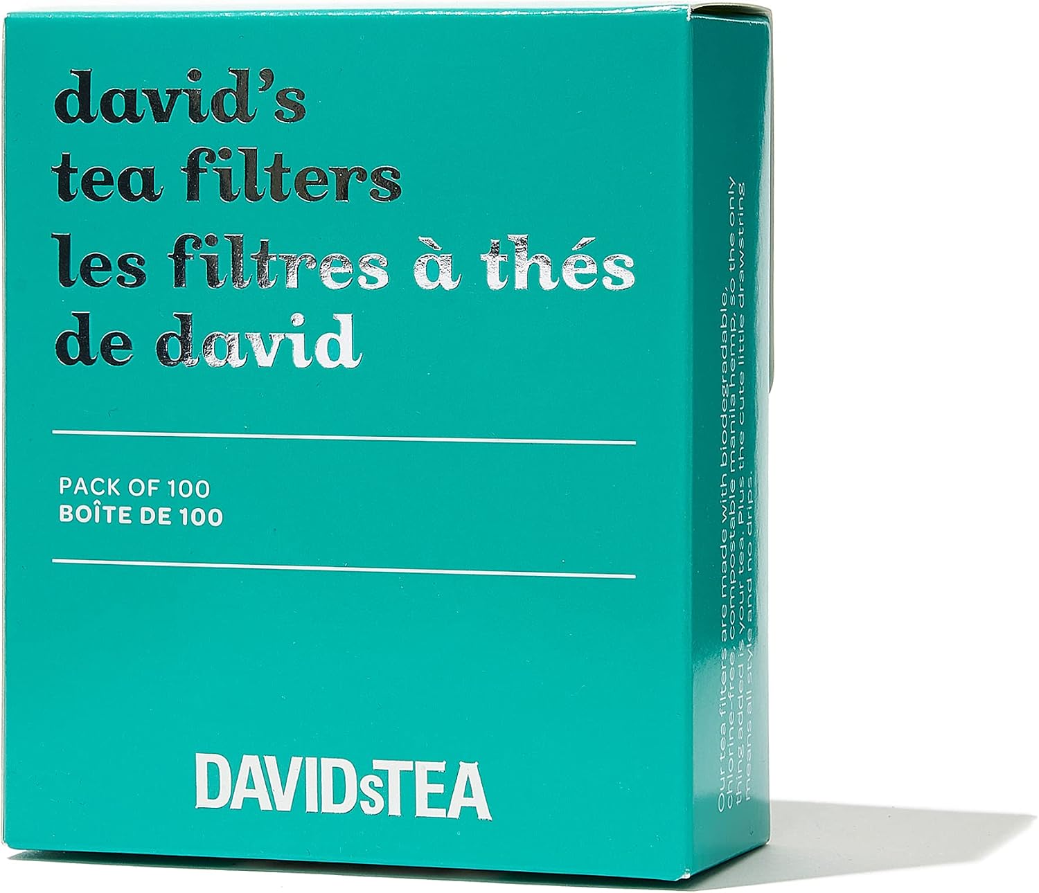 DAVIDsTEA Tea Filters, Drawstring Teabags for Loose Leaf Tea, OXO-Biodegradable (100 filters)